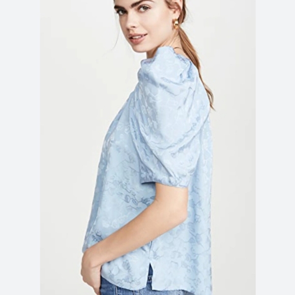 Rachel Comey Capa Puff Shoulder Baby Blue Top - Picture 3 of 11